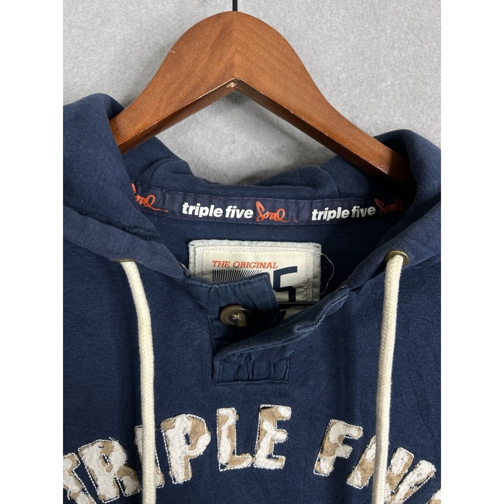 Original Vintage TRIPLE 555 FIVE SOUL Embroidered Hoodie XL Blue NYC - Picture 6 of 8